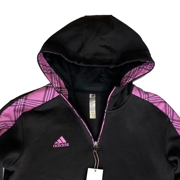 ADIDAS Tiro Winterized Hoodie Sweatshirt Track Jacket Black Lilac 3/4 Zip S NWT - Picture 5 of 16